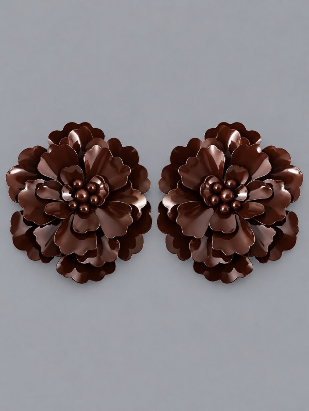3/$30 CATO Wine Color Metal Flower Statement Post Earrings